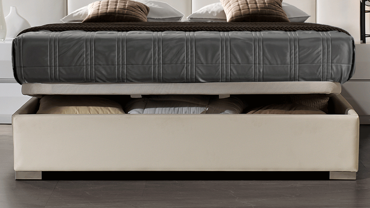 ESF Furniture - Martina 5 Piece King Storage Bedroom Set in Beige - MARTINABEDKS-M152-C152-E100