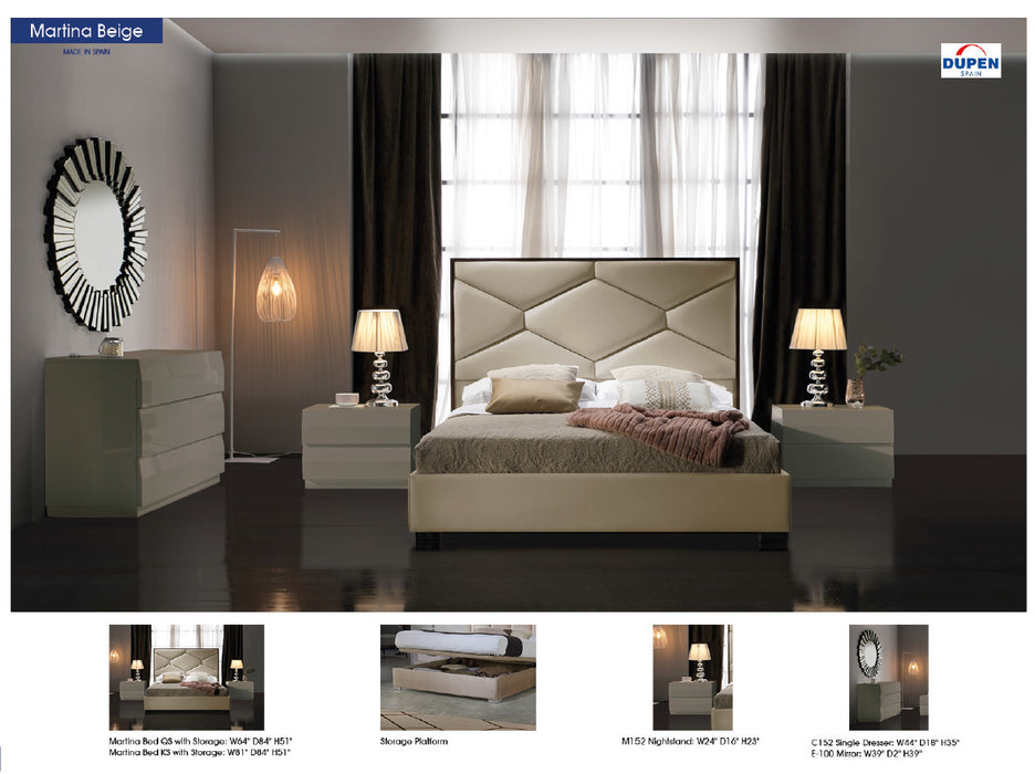 ESF Furniture - Martina 5 Piece Queen Storage Bedroom Set in Beige - MARTINABEDQS-M152-C152-E100