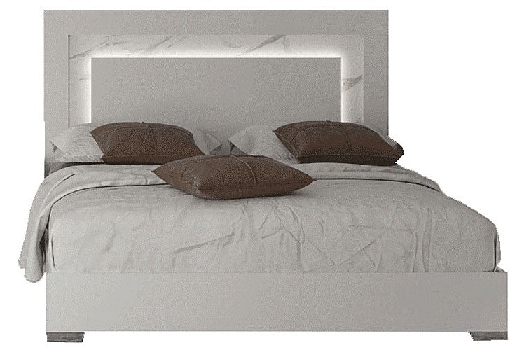 ESF Furniture - Carrara King Size Bed w/Light in White - CARRARABEDKS - GreatFurnitureDeal