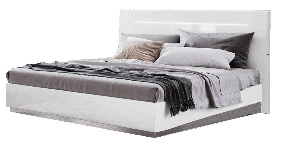 ESF Furniture - Onda Legno King Bed in White - ONDABEDKSLEGNO