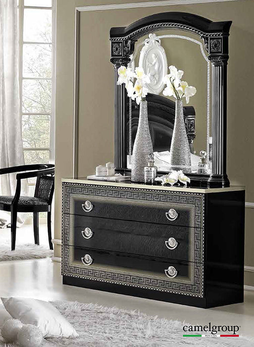 ESF Furniture - Aida 4 Piece Queen Bedroom Set in Black/Silver - AIDABEDQ.SBLACK/SILV-4SET