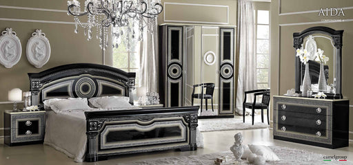 ESF Furniture - Aida 4 Piece Queen Bedroom Set in Black/Silver - AIDABEDQ.SBLACK/SILV-4SET - GreatFurnitureDeal