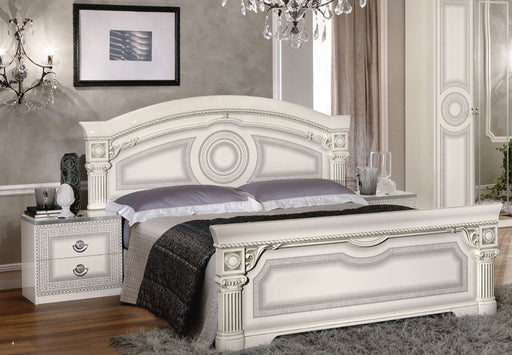 ESF Furniture - Aida 3 Piece Queen Panel Bedroom Set in White-Silver - AIDABEDQSWHITE-3SET - GreatFurnitureDeal
