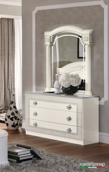 ESF Furniture - Aida Single Dresser with Mirror in White-Silver - AIDASDRESSERWHITESIL-M - GreatFurnitureDeal