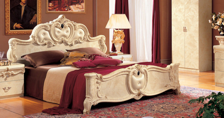 ESF Furniture - Barocco King Size Bed in Ivory - BAROCCOBEDK.S.IVORY