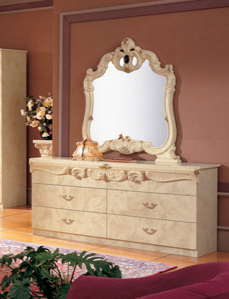 ESF Furniture - Barocco Double Dresser with Mirror in Ivory - BAROCCODRESSER-M - GreatFurnitureDeal