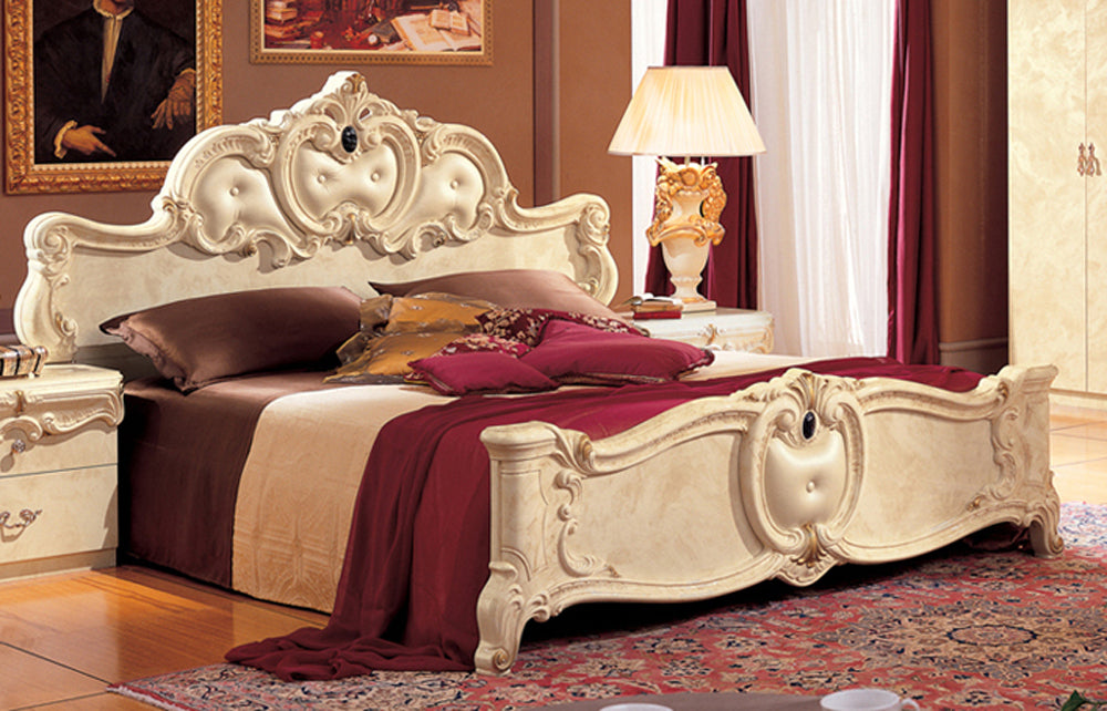 ESF Furniture - Barocco 6 Piece Eastern King Bedroom Set in Ivory - BAROCCOBEDK.S.IVORY-6SET - GreatFurnitureDeal