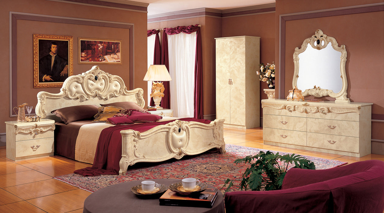 ESF Furniture - Barocco 5 Piece Eastern King Bedroom Set in Ivory - BAROCCOBEDK.S.IVORY-5SET