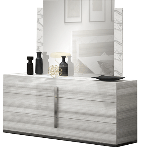 ESF Furniture - Carrara Dresser with Mirror in Grey - CARRARADRESSERGREY-M