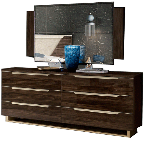 ESF Furniture - Smart Double Dresser with Mirror in Walnut - SMARTDRESSERWALNUT-MR - GreatFurnitureDeal