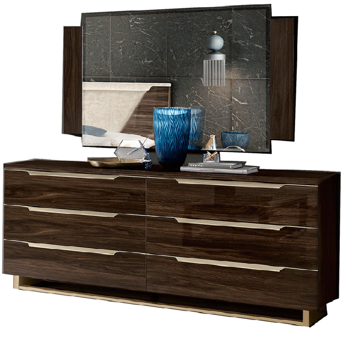 ESF Furniture - Smart Double Dresser with Mirror in Walnut - SMARTDRESSERWALNUT-MR