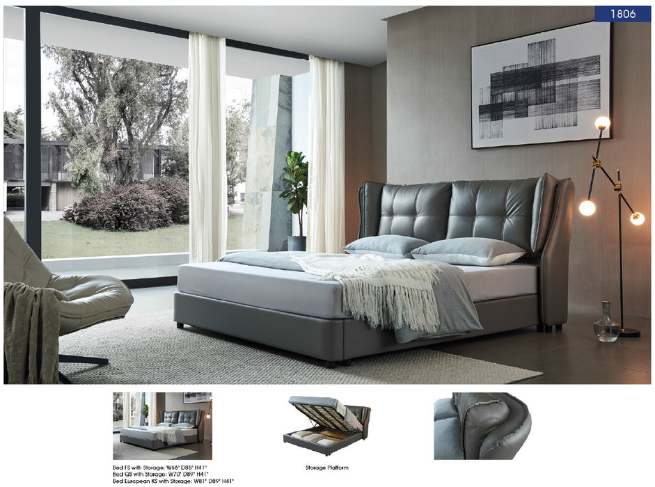 ESF Furniture - Extravaganza Full Size Bed with Storage in Grey - 1806FSBED - GreatFurnitureDeal