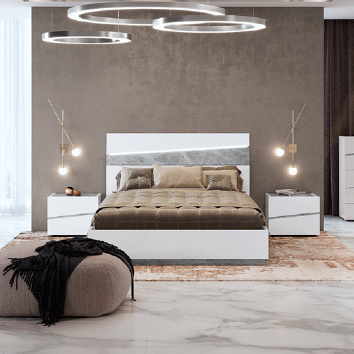 ESF Furniture - Camelgroup Italy Alba 3 Piece King Bedroom Set in White - ALBAKS-3SET - GreatFurnitureDeal