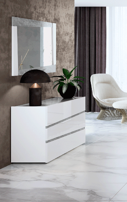 ESF Furniture - Camelgroup Italy Alba Single Dresser with Mirror in White - ALBASINGLEDRESSER-M