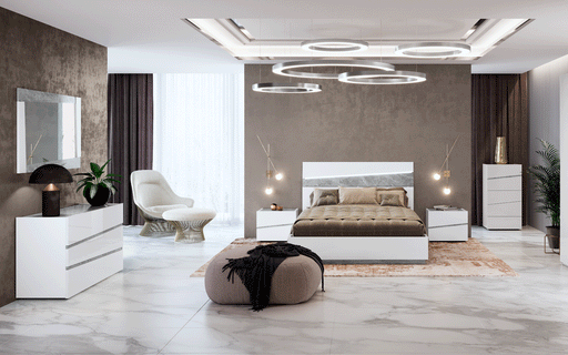 ESF Furniture - Camelgroup Italy Alba 6 Piece King Bedroom Set in White - ALBAKS-6SET - GreatFurnitureDeal