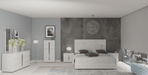 ESF Furniture - Carrara Queen Size Bed w/Light in White - CARRARABEDQS - GreatFurnitureDeal