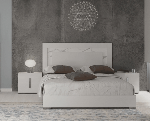 ESF Furniture - Carrara Queen Size Bed w/Light in White - CARRARABEDQS - GreatFurnitureDeal