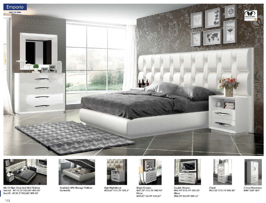 ESF Furniture - Emporio 6 Piece King Bedroom Set in White - EMPORIOWHITEKS-6SET