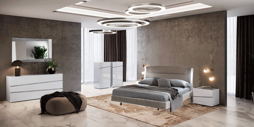 ESF Furniture - Luna 3 Piece King Bedroom Set in White with Alba cases - EXCLLUNABEDKSWHITE-3SET - GreatFurnitureDeal