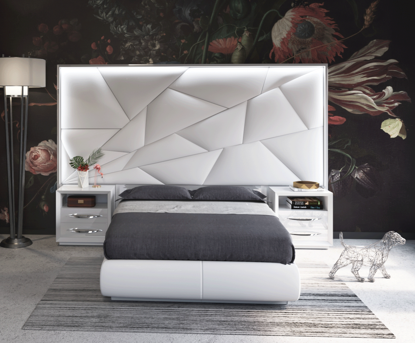 ESF Furniture - Majesty 3 Piece King Bedroom w/light and Carmen Cases - MAJESTYKS-3SET-CARMEN
