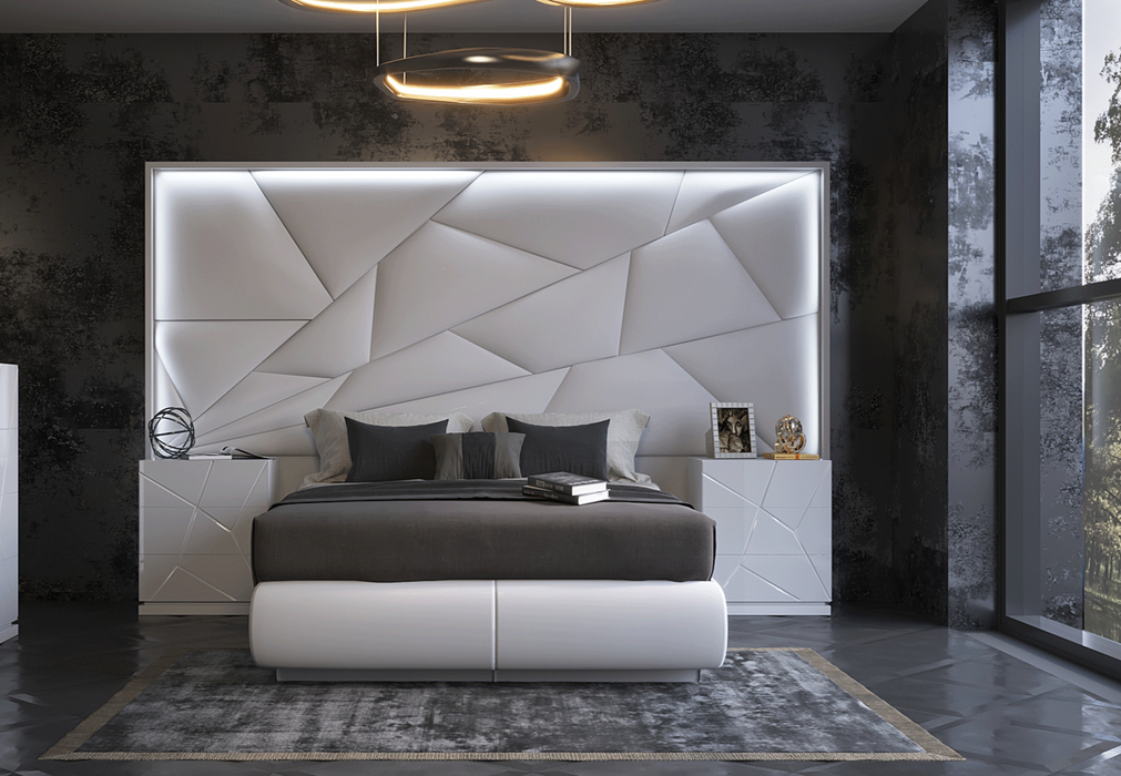 ESF Furniture - Majesty 3 Piece Queen Bedroom w/light and Kiu Cases - MAJESTYQS-3SET-KIU - GreatFurnitureDeal