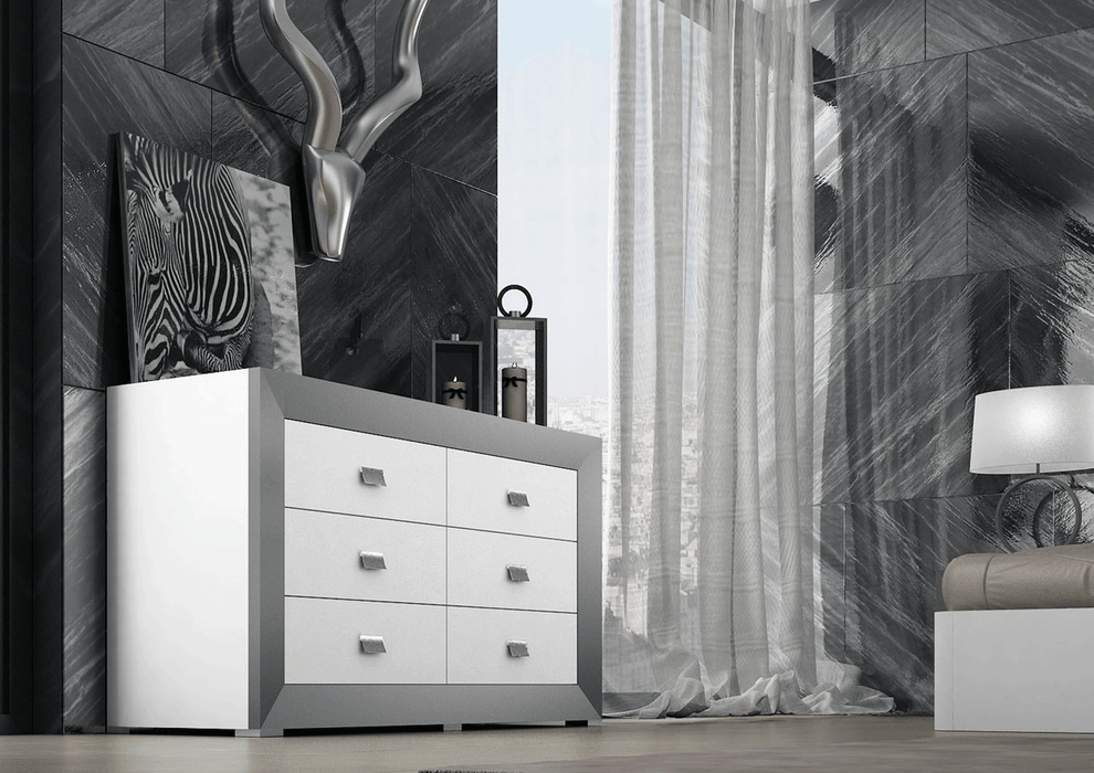 ESF Furniture - Margo 4 Piece Twin Size Storage Bedroom Set in White/Grey - MARGOTSBED-4SET - GreatFurnitureDeal