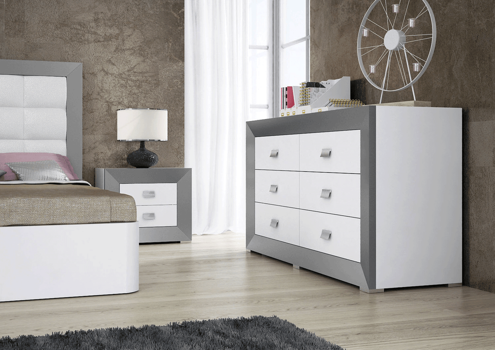 ESF Furniture - Margo 4 Piece Twin Size Storage Bedroom Set in White/Grey - MARGOTSBED-4SET - GreatFurnitureDeal