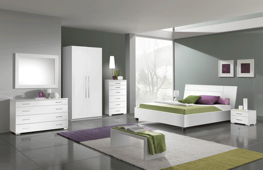 ESF Furniture - Panarea 6 Piece Queen Bedroom Set in White W/ Momo Cases - PANAREAQSWHITE-6SET - GreatFurnitureDeal