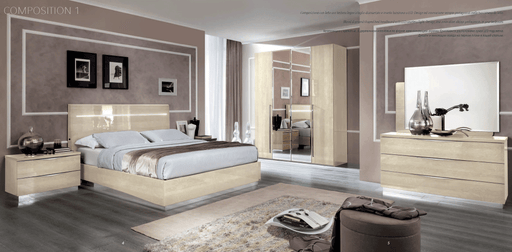 ESF Furniture - Camelgroup Italy Legno 5 Piece King Bedroom Set Ivory - PLATINUMKSBEIGE-5SET - GreatFurnitureDeal