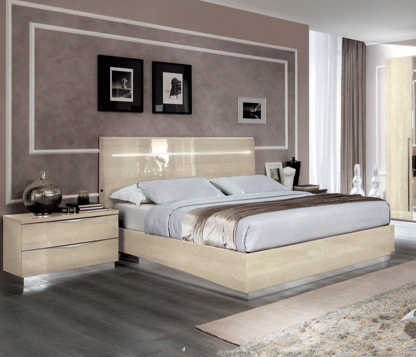 ESF Furniture - Camelgroup Italy Legno 3 Piece King Bedroom Set Ivory - PLATINUMKSBEIGE-3SET - GreatFurnitureDeal