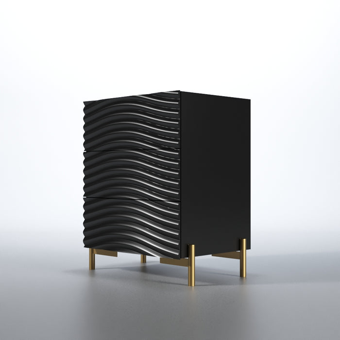 ESF Furniture - Franco Spain Wave 3 Piece King Bedroom Set in Dark Grey - WAVEKSBEDGREY-3SET - GreatFurnitureDeal