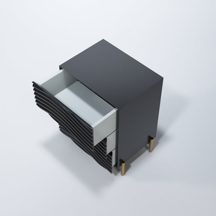 ESF Furniture - Franco Spain Wave 3 Piece King Bedroom Set in Dark Grey - WAVEKSBEDGREY-3SET - GreatFurnitureDeal