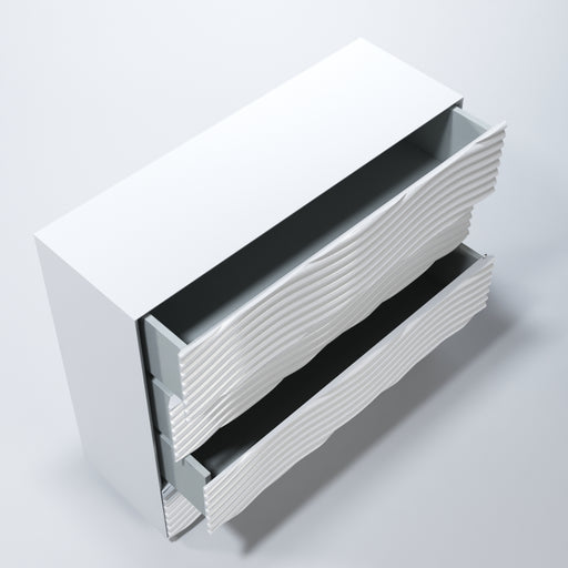 ESF Furniture - Franco Spain Wave Single Dresser w/light in White - WAVESINGLEDRESSEWHIT - GreatFurnitureDeal