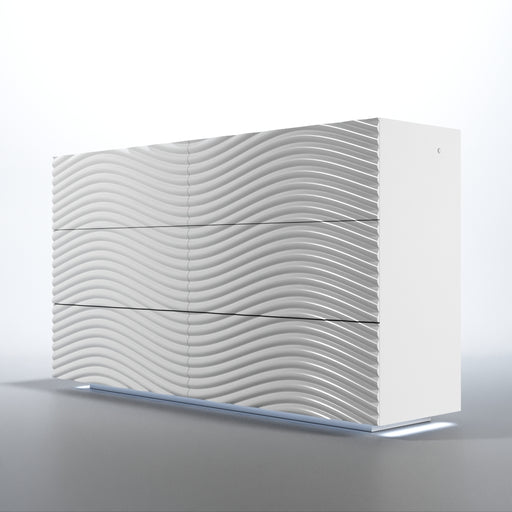 ESF Furniture - Franco Spain Wave Double Dresser w/light in White - WAVEDOUBLEDRESSEWHIT - GreatFurnitureDeal
