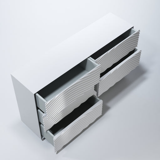 ESF Furniture - Franco Spain Wave Double Dresser w/light in White - WAVEDOUBLEDRESSEWHIT - GreatFurnitureDeal
