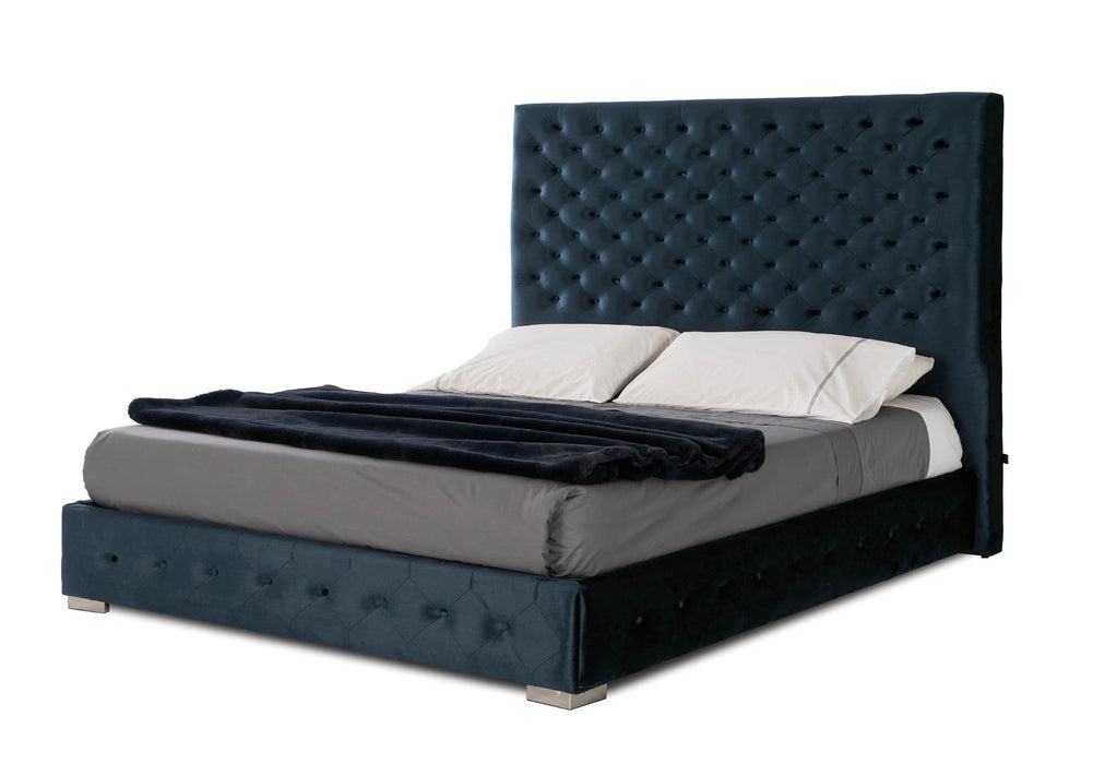ESF Furniture - Leonor Blue 5 Piece Queen Storage Bedroom Set - LEONORBEDQSBLUE-M152-C152-E100