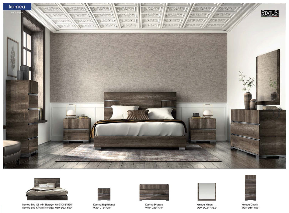 ESF Furniture - Status Italy Kamea 6 Piece Eastern King Bedroom Set in Vintage Oak - KAMEAKS-6SET - GreatFurnitureDeal