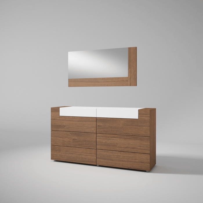 ESF Furniture - Mar Double Dresser with Mirror in Natural - MARDOUBLEDRESSER-M - GreatFurnitureDeal