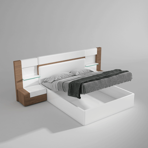 ESF Furniture - Mar King Bed with Storage in Natural - MARBEDKSSTORAGE - GreatFurnitureDeal