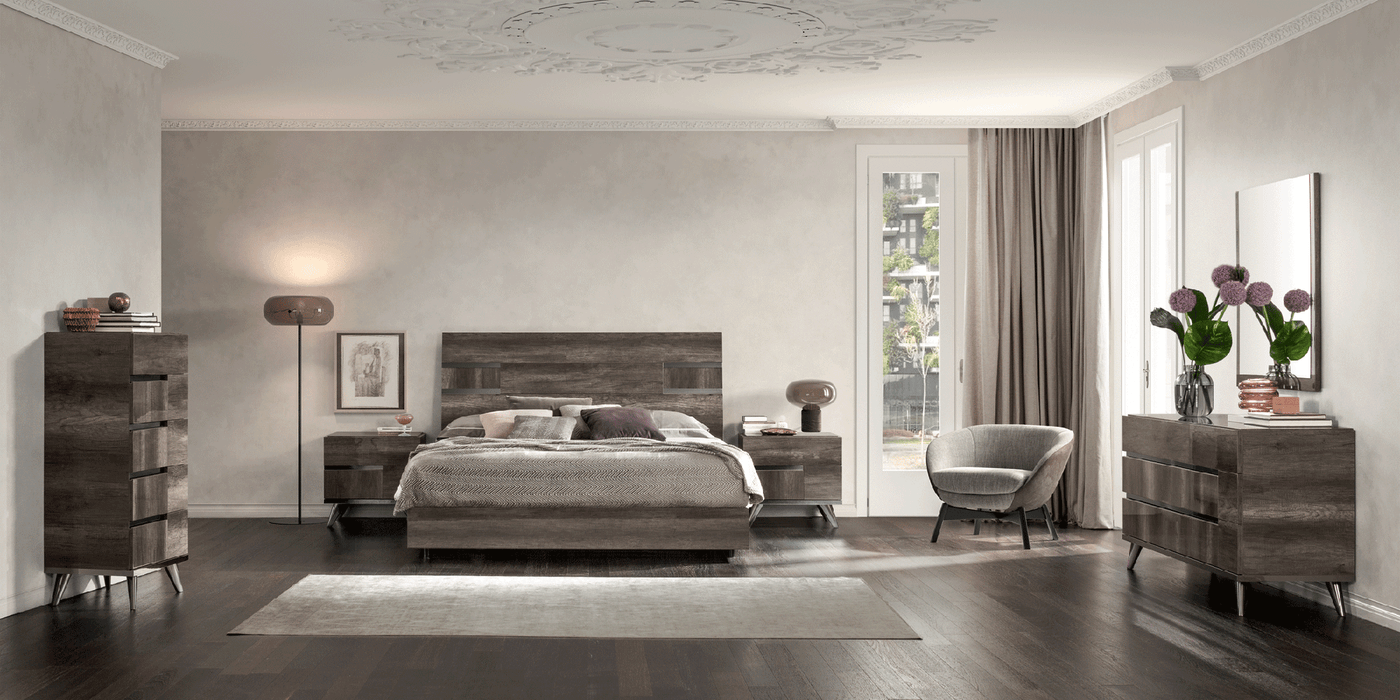 ESF Furniture - Medea 6 Piece Eastern King Bedroom Set in Vintage Oak - MEDEAKS-6SET - GreatFurnitureDeal