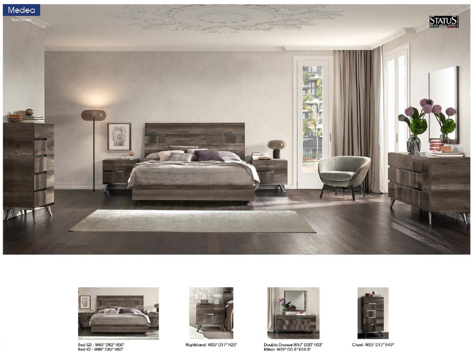 ESF Furniture - Medea 6 Piece Eastern King Bedroom Set in Vintage Oak - MEDEAKS-6SET