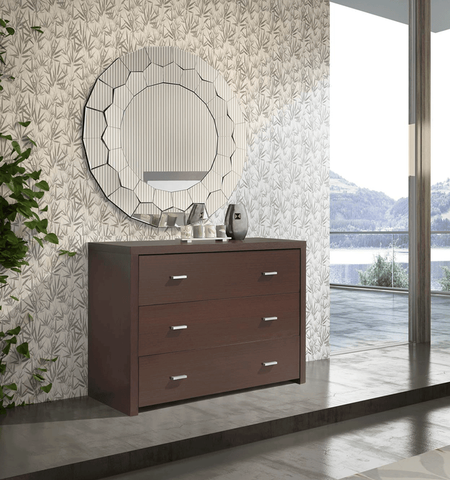 ESF Furniture - Regina Dresser with Mirror in Wenge - REGINADRESSER-MR