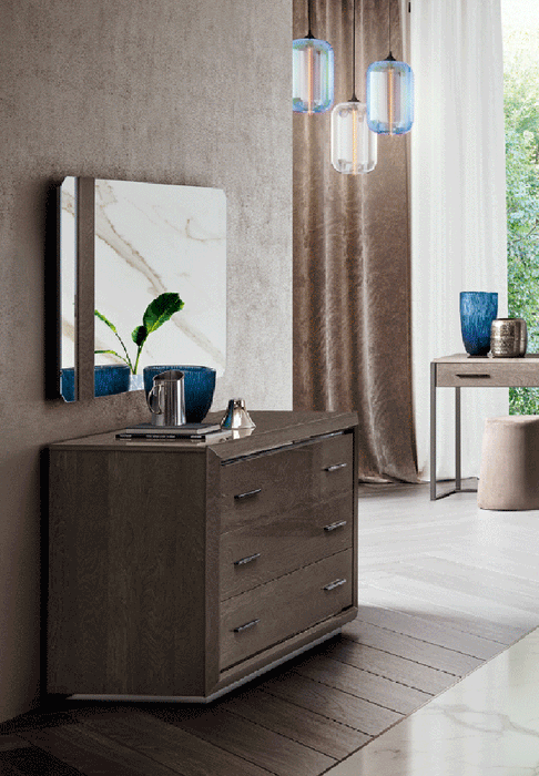 ESF Furniture - Elite Camel Single Dresser with Mirror in Silver Birch - ELITESDRESSER-MR
