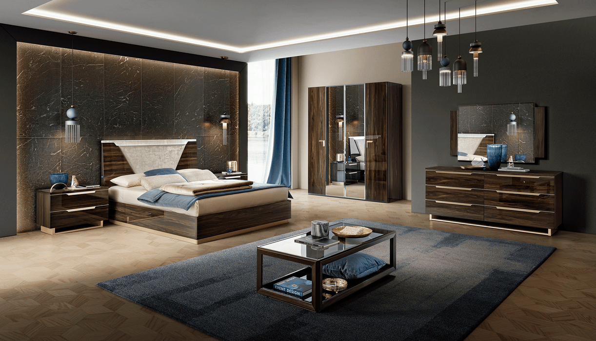 ESF Furniture - Smart 5 Piece King Bedroom Set in Walnut - SMARTKSWALNUT-5SET