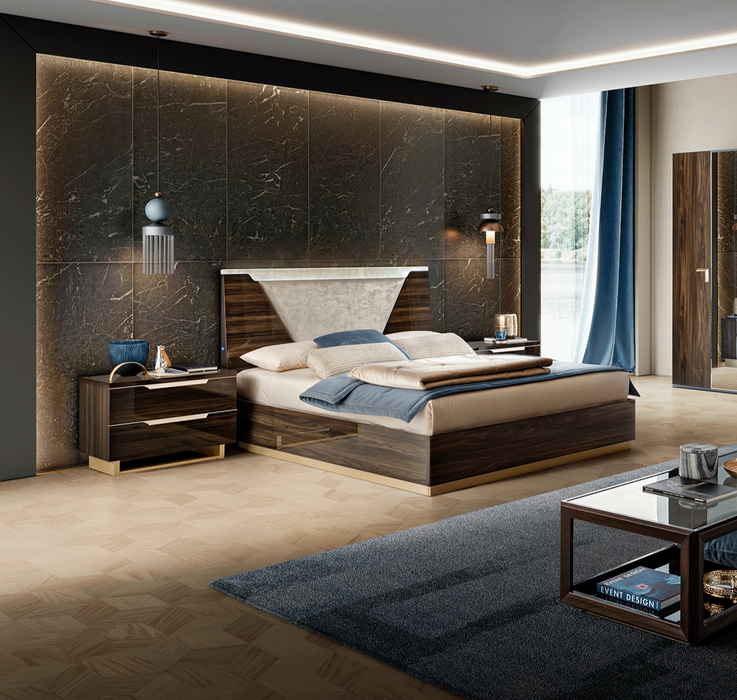 ESF Furniture - Smart 3 Piece King Bedroom Set in Walnut - SMARTKSWALNUT-3SET - GreatFurnitureDeal