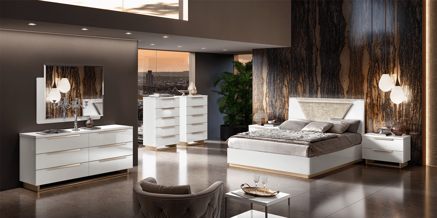 ESF Furniture - Smart 6 Piece King Bedroom Set in White - SMARTKSBED-6SET