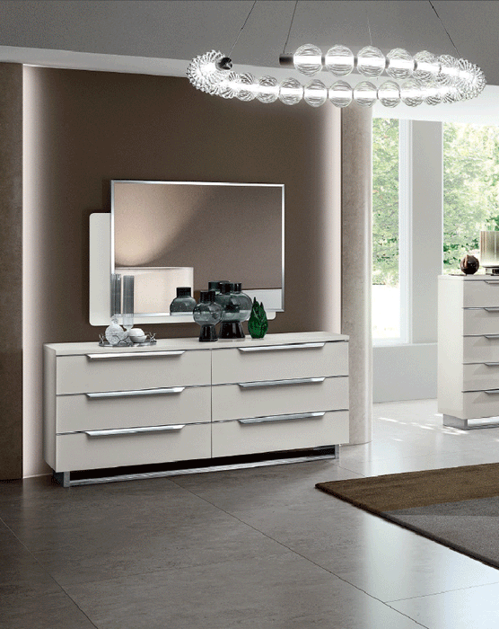 ESF Furniture - Kimera Double Dresser with Mirror in White Glossy - KIMERADDR-MR