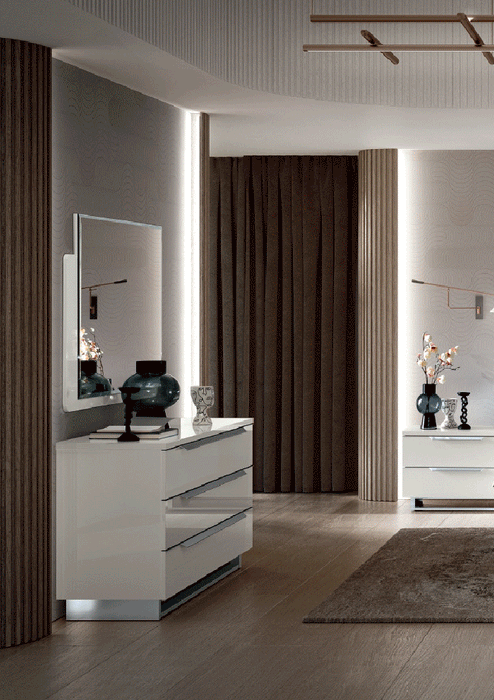 ESF Furniture - Kimera Single Dresser with Mirror in White Glossy - KIMERASDR-MR - GreatFurnitureDeal