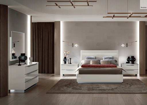 ESF Furniture - Kimera 5 Piece Queen Size Storage Bedroom Set in White Glossy - KIMERASTORAGEQS-5SET - GreatFurnitureDeal