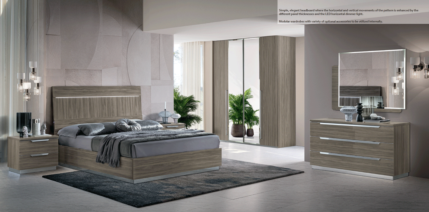 ESF FURNITURE - Kroma 5 Piece King Size Storage Bedroom Set in Grey - KROMASTORAGEKS-5SET